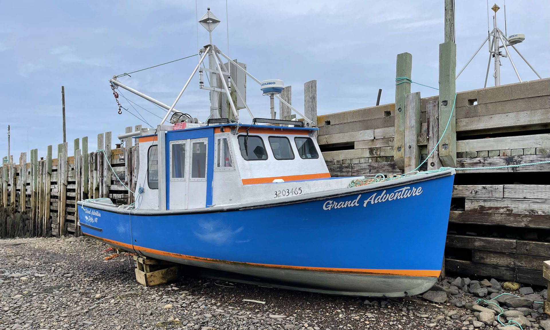 Boat on the seabed at low tide